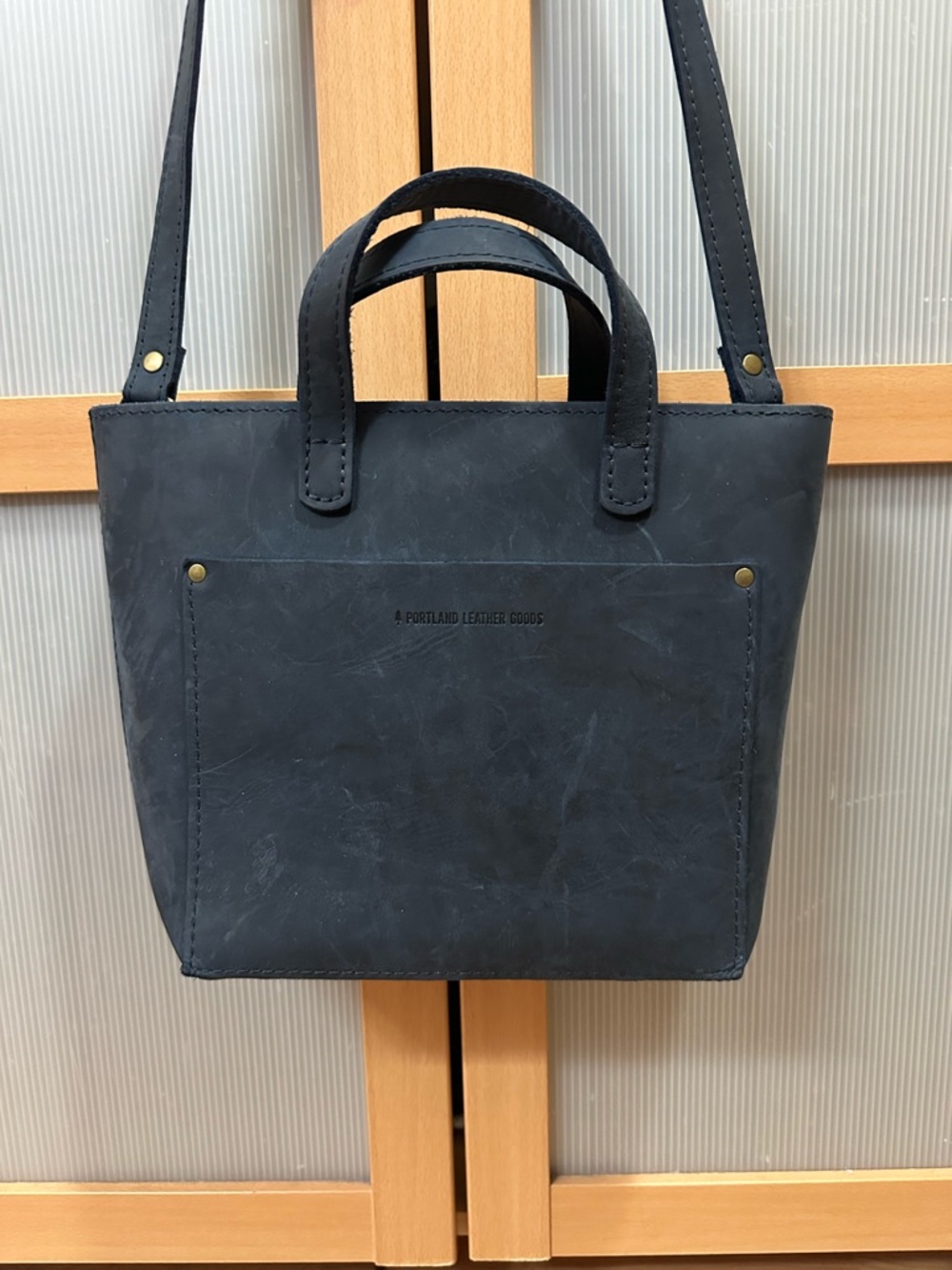 Portland Leather Goods Deep Water Leather Tote Small Crossbody with Zipper